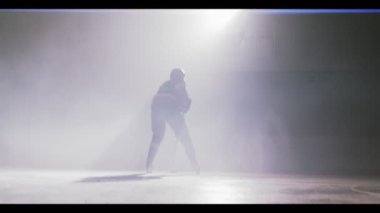 hokey oyuncusu karşı kapı saldırır ve arenada gol vuruyor