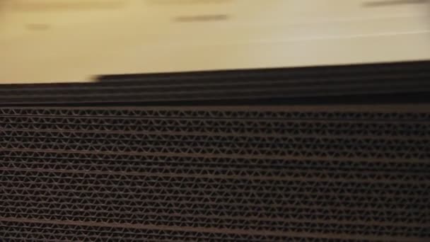 Papppapier bei Werksschließungen maschinell auf Stapel legen — Stockvideo
