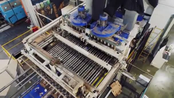 Boîtes en carton dépliées sur la ligne de production à l'usine — Video