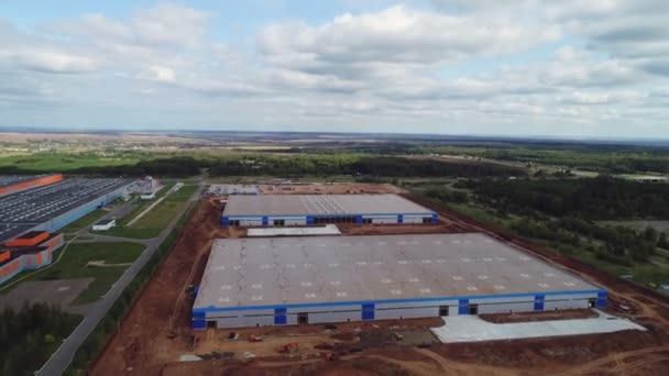 Sitio de construcción del complejo industrial moderno vista aérea — Vídeos de Stock