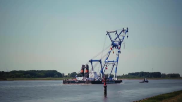 Kraan Barge Crane Bouw Zee Kraan — Stockvideo