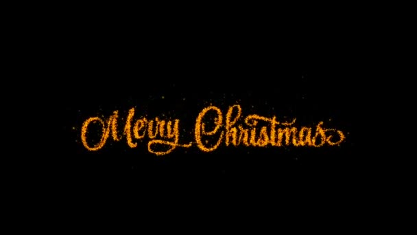 黒と透明の背景に表示される花火テキストの美しいアニメーション メリー クリスマスのテーマ クリスマス パッケージ — ストック動画