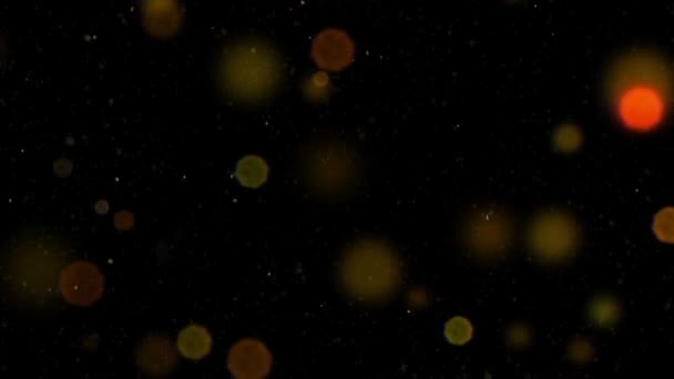 Kerst Gouden Licht Glans Deeltjes Bokeh Lus Kunnen Zwarte Achtergrond — Stockvideo