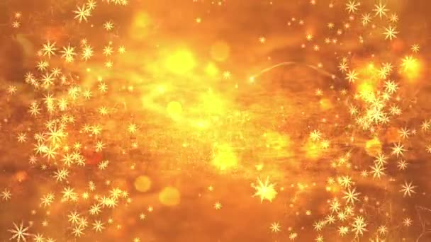 Weihnachten Goldlicht Glanz Teilchen Bokeh Schleife Auf Schwarzem Hintergrund Feiertag — Stockvideo
