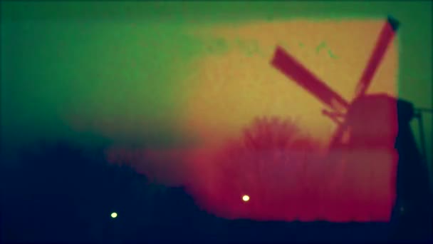 Old Windmill Belanda Belanda Film Grunge Grit Dust Scratches 8Mm — Stok Video