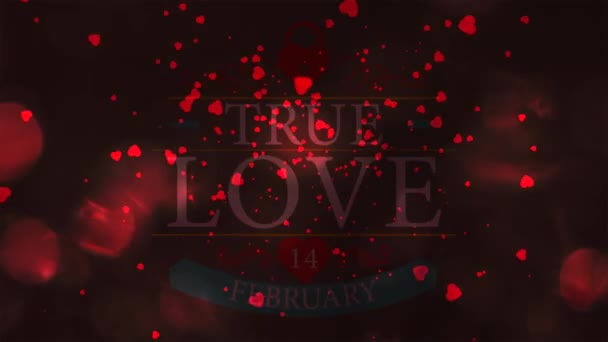 Corazón Brillante Día San Valentín Fondo Con Corazones Rojos — Vídeo de stock
