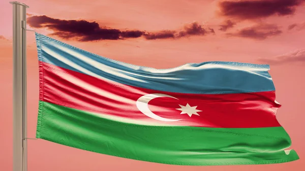 Σημαία Του Αζερμπαϊτζάν Σχετικά Συννεφιασμένο Ουρανό — Φωτογραφία Αρχείου