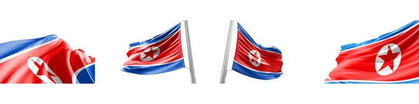 Set Flags North Korea White Background Illustration — Stock Photo, Image