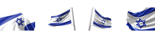 Set Flags Israel White Background Illustration — Stock Photo, Image