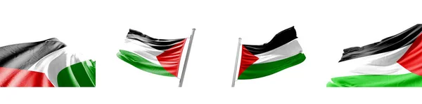 Ange Flaggor Palestina Vit Bakgrund Illustration — Stockfoto