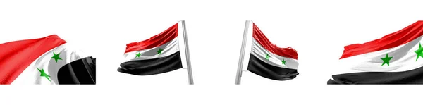 Set Flags Sýrie Bílém Pozadí Obrázek — Stock fotografie