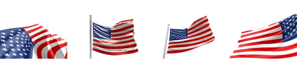 Μπορείτε Ορίσετε Σημαίες Των Ηνωμένων Πολιτειών Της Αμερικής Λευκό Φόντο — Φωτογραφία Αρχείου