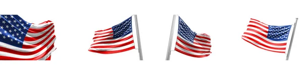 Placez Les Drapeaux Des États Unis Amérique Sur Fond Blanc — Photo