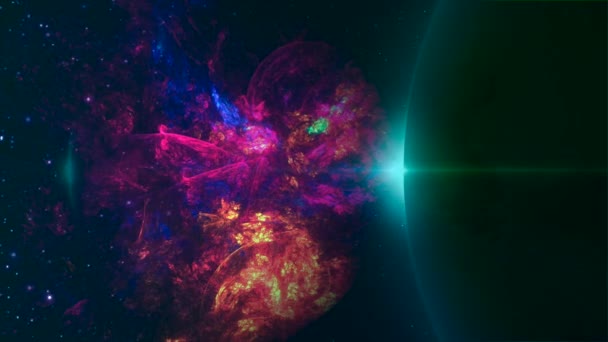 Vlieg Door Melkweg Ruimte Achtergrond Ruimte Nebula — Stockvideo