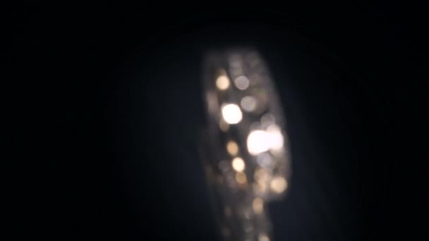 Blurred Movie Diamond Ring Beautiful Bokeh Black Background — Stock Video