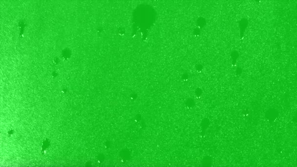Surface Rainstorm Green Background Realistic Rain Water Droplets Chroma Key — Stock Video