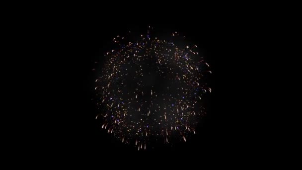 Buntes Feuerwerk Auf Schwarzem Hintergrund — Stockvideo