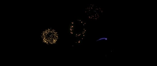 Zahlen Zählen Neun Eins Buntes Feuerwerk Konzept Festliches Design Isoliert — Stockvideo