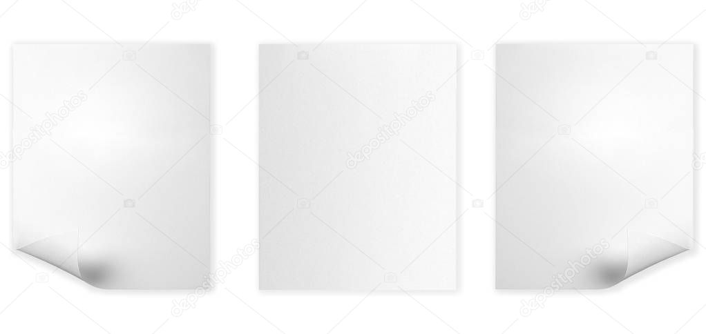 White sheet of paper isolated on white background
