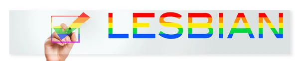 Wijzers met marker en checkbox met de tekst regenboog kleuren — Stockfoto