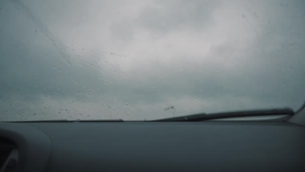 Gotas Chuva Janela Luz Trovão — Vídeo de Stock