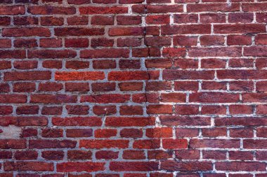  Shabby İnşaat Cephesi. Tasarım için arka plan. Klasik Eski Tuğla Duvar dokusu. Grunge Stonewall Arkaplanı.  