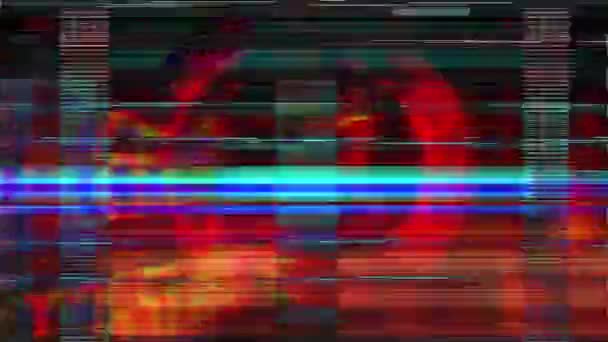 数字图像噪声故障的艺术效果 监视器上的坏信号 — 图库视频影像