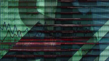 Dijital piksel ses efekti. Monitörde kötü sinyal var. Soyut Dijital Canlandırma