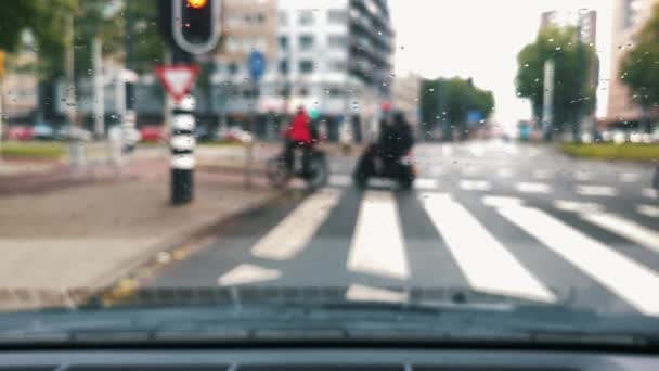 Desenfoque Fondo Textura Tráfico Carretera Coche Atasco Vista Desde Interior — Vídeos de Stock