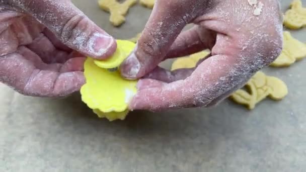 Thuis Keuken Het Proces Van Het Maken Van Een Cookie — Stockvideo