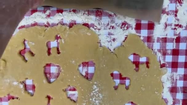 Proces Robienia Ciasteczek Kuchnia Domowej Roboty Tarta Ciasto Kosz — Wideo stockowe