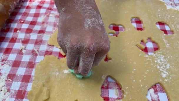 Het Proces Van Het Maken Van Een Cookie Huiskeuken Zelfgemaakte — Stockvideo