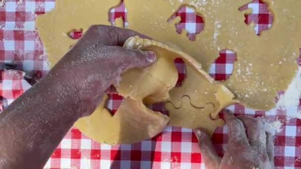 Proceso Hacer Una Galleta Cocina Casera Tarta Casera Cesta Pasteles — Vídeo de stock