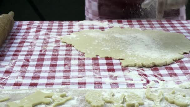 Ragazza Rotolando Impasto Con Mattarello Sul Tavolo — Video Stock