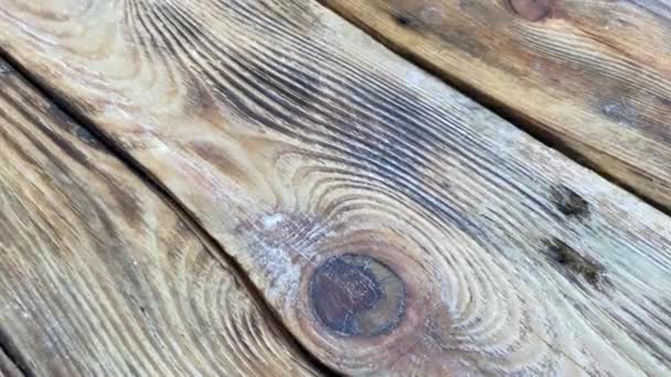 Zamknij Drzwi Uszkodzona Podłoga Opuszczonym Budynku Stara Brudna Drewniana Podłoga — Wideo stockowe