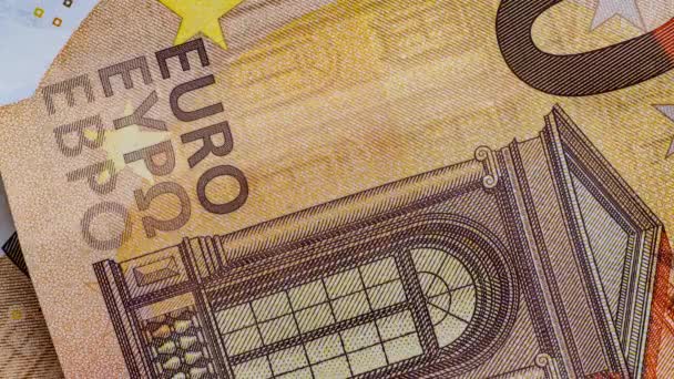 Euron Animering Europengarnas Stopprörelse Papperspengar Kontant Valuta Loopad Video — Stockvideo