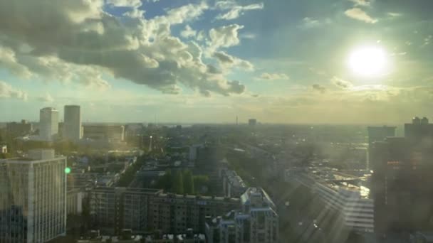 Uma Bela Dramática Cena Panorâmica Horizonte Cidade Roterdão Com Raios — Vídeo de Stock