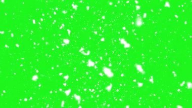 Krom anahtar yeşil ekran arka planlı yoğun kar yağışı. Kar fırtınası.