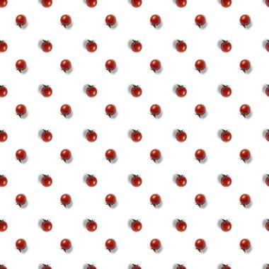 Domatesli kusursuz fotoğraf kalıbı. Taze domatessiz fotoğraf kalıbı. Tekrarlanan desen. Domates duvar kağıdı. Kusursuz arkaplan.