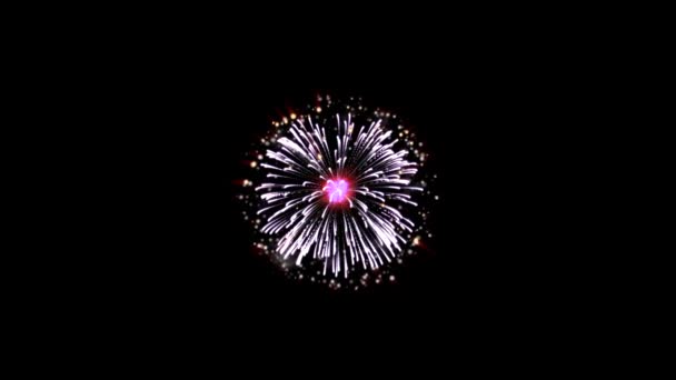 Kleurrijke Vuurwerk Overlays Vrolijk Kerstfeest Gelukkig Nieuwjaar Viering Evenement — Stockvideo