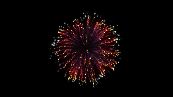 Fireworkslements Coloridos Fundo Preto — Vídeo de Stock