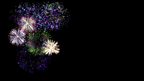 Ünnepi Zökkenőmentes Igazi Tűzijáték Háttér Varázslatos Csillogó Ünnepi Tűzijáték Boldog — Stock videók