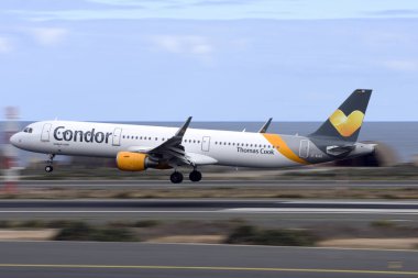 Las inmek Palmas 7 Kasım, Airbus A321-211, Condor. 7 Kasım 2018, Las Palmas, İspanya (Kanarya Adaları).