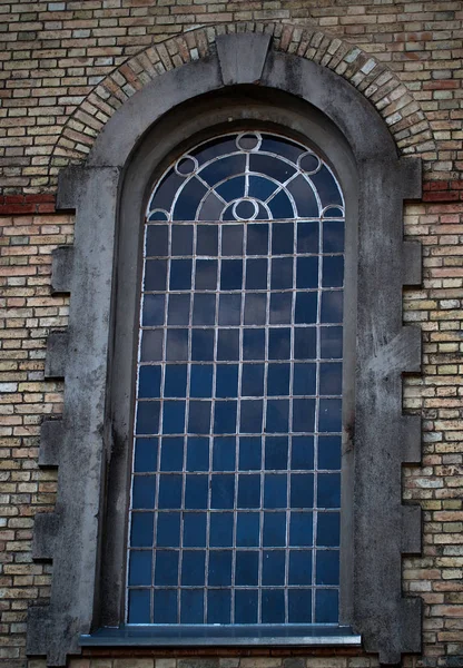 Janela Igreja Católica Vidro Azul — Fotografia de Stock