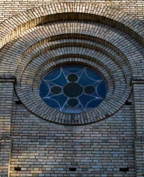 Janela Igreja Católica Vidro Azul — Fotografia de Stock