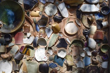 Eski Japon tarzı seramik el sanatları arka plan, eski moda arka plan, el yapımı kil ürünler sanatı