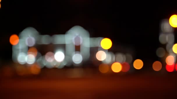 Difuminado Tráfico Bokeh Carretera Por Noche Gran Ciudad — Vídeos de Stock