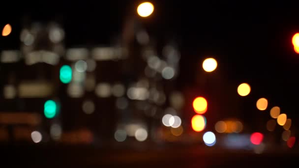 Difuminado Tráfico Bokeh Carretera Por Noche Gran Ciudad — Vídeos de Stock