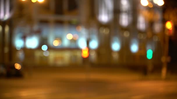 Unscharfer Bokeh Verkehr Der Nacht Der Großstadt — Stockvideo