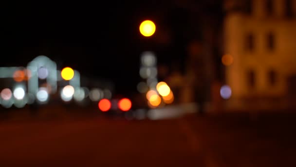 Unscharfer Bokeh Verkehr Der Nacht Der Großstadt — Stockvideo